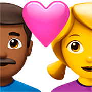 👨🏾‍❤️‍👩 Emoji Casal Apaixonado - Homem: Pele Morena Escura, Mulher na Apple iOS 16.4.