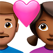 👨🏽‍❤️‍👩🏾 Emoji Liebespaar - Mann: mittlere Hautfarbe, Frau: mitteldunkle Hautfarbe Apple iOS 16.4.