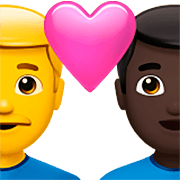 👨‍❤️‍👨🏿 Emoji Liebespaar - Mann, Mann: dunkle Hautfarbe Apple iOS 16.4.