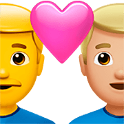 👨‍❤️‍👨🏼 Emoji Liebespaar - Mann, Mann: mittelhelle Hautfarbe Apple iOS 16.4.