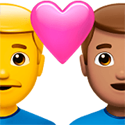 Émoji 👨‍❤️‍👨🏽 Couple Avec Cœur - Homme, Homme: Peau Légèrement Mate sur Apple iOS 16.4.