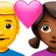 👨‍❤️‍👩🏾 Emoji Liebespaar - Mann, Frau: mitteldunkle Hautfarbe Apple iOS 16.4.