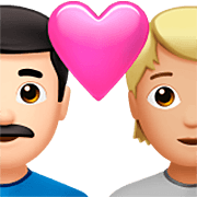 Emoji 👨🏻‍❤️‍🧑🏼 Coppia Con Cuore: uomo, persona, Carnagione Chiara, Carnagione Abbastanza Chiara su Apple iOS 16.4.