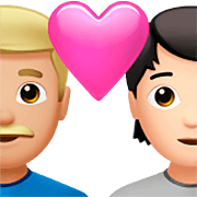 Emoji 👨🏼‍❤️‍🧑🏻 Coppia Con Cuore: uomo, persona, Carnagione Abbastanza Chiara, Carnagione Chiara su Apple iOS 16.4.