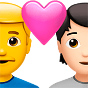 Émoji 👨‍❤️‍🧑🏻 Couple Avec Cœur: Homme, Personne, Pas de teint, Peau Claire sur Apple iOS 16.4.
