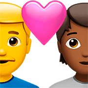 👨‍❤️‍🧑🏾 Emoji Liebespaar: Mannn, Person, Kein Hautton, mitteldunkle Hautfarbe Apple iOS 16.4.