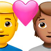 Emoji 👨‍❤️‍🧑🏽 Coppia Con Cuore: uomo, persona, Nessun tono della pelle, Carnagione Olivastra su Apple iOS 16.4.