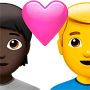 🧑🏿‍❤️‍👨 Emoji Liebespaar: Person, Mannn, dunkle Hautfarbe, Kein Hautton Apple iOS 16.4.