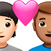 🧑🏻‍❤️‍👨🏽 Emoji Liebespaar: Person, Mannn, helle Hautfarbe, mittlere Hautfarbe Apple iOS 16.4.