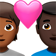 🧑🏾‍❤️‍👨🏿 Emoji Casal Apaixonado: Pessoa, Homem, Pele Morena Escura, Pele Escura na Apple iOS 16.4.