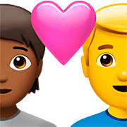 🧑🏾‍❤️‍👨 Emoji Casal Apaixonado: Pessoa, Homem, Pele Morena Escura, Sem tom de pele na Apple iOS 16.4.