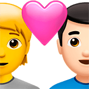 Emoji 🧑‍❤️‍👨🏻 Coppia Con Cuore: persona, uomo, Nessun tono della pelle, Carnagione Chiara su Apple iOS 16.4.