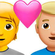 Emoji 🧑‍❤️‍👨🏼 Coppia Con Cuore: persona, uomo, Nessun tono della pelle, Carnagione Abbastanza Chiara su Apple iOS 16.4.
