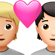 🧑🏼‍❤️‍🧑🏻 Emoji Liebespaar: Person, Person, mittelhelle Hautfarbe, helle Hautfarbe Apple iOS 16.4.