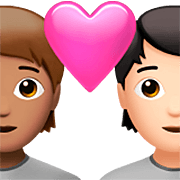 Émoji 🧑🏽‍❤️‍🧑🏻 Couple Avec Cœur: Personne, Personne, Peau Légèrement Mate, Peau Claire sur Apple iOS 16.4.
