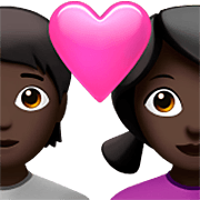 🧑🏿‍❤️‍👩🏿 Emoji Casal Apaixonado: Pessoa, Mulher, Pele Escura na Apple iOS 16.4.