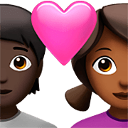 Émoji 🧑🏿‍❤️‍👩🏾 Couple Avec Cœur: Personne, Femme, Peau Foncée, Peau Mate sur Apple iOS 16.4.