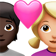 Émoji 🧑🏿‍❤️‍👩🏼 Couple Avec Cœur: Personne, Femme, Peau Foncée, Peau Moyennement Claire sur Apple iOS 16.4.