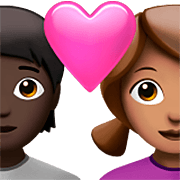 Émoji 🧑🏿‍❤️‍👩🏽 Couple Avec Cœur: Personne, Femme, Peau Foncée, Peau Légèrement Mate sur Apple iOS 16.4.