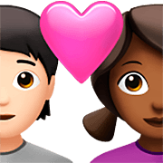 Émoji 🧑🏻‍❤️‍👩🏾 Couple Avec Cœur: Personne, Femme, Peau Claire, Peau Mate sur Apple iOS 16.4.