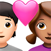 Emoji 🧑🏻‍❤️‍👩🏽 Coppia Con Cuore: persona, Donna, Carnagione Chiara, Carnagione Olivastra su Apple iOS 16.4.