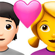 Emoji 🧑🏻‍❤️‍👩 Coppia Con Cuore: persona, Donna, Carnagione Chiara, Nessun tono della pelle su Apple iOS 16.4.