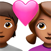 🧑🏾‍❤️‍👩🏽 Emoji Casal Apaixonado: Pessoa, Mulher, Pele Morena Escura, Pele Morena na Apple iOS 16.4.