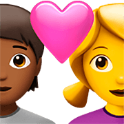 🧑🏾‍❤️‍👩 Emoji Casal Apaixonado: Pessoa, Mulher, Pele Morena Escura, Sem tom de pele na Apple iOS 16.4.