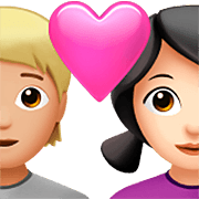 Émoji 🧑🏼‍❤️‍👩🏻 Couple Avec Cœur: Personne, Femme, Peau Moyennement Claire, Peau Claire sur Apple iOS 16.4.