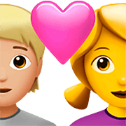 Emoji 🧑🏼‍❤️‍👩 Coppia Con Cuore: persona, Donna, Carnagione Abbastanza Chiara, Nessun tono della pelle su Apple iOS 16.4.