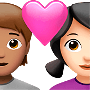 🧑🏽‍❤️‍👩🏻 Emoji Casal Apaixonado: Pessoa, Mulher, Pele Morena, Pele Clara na Apple iOS 16.4.