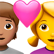 Emoji 🧑🏽‍❤️‍👩 Coppia Con Cuore: persona, Donna, Carnagione Olivastra, Nessun tono della pelle su Apple iOS 16.4.