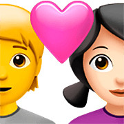 🧑‍❤️‍👩🏻 Emoji Liebespaar: Person, Frau, Kein Hautton, helle Hautfarbe Apple iOS 16.4.