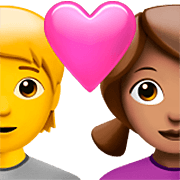 🧑‍❤️‍👩🏽 Emoji Liebespaar: Person, Frau, Kein Hautton, mittlere Hautfarbe Apple iOS 16.4.