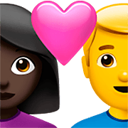 👩🏿‍❤️‍👨 Emoji Liebespaar - Frau: dunkle Hautfarbe, Hombre Apple iOS 16.4.