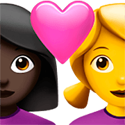 👩🏿‍❤️‍👩 Emoji Casal Apaixonado - Mulher: Pele Escura, Mulher na Apple iOS 16.4.