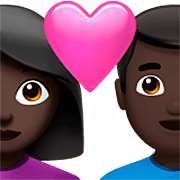Émoji 👩🏿‍❤️‍👨🏿 Couple Avec Cœur - Femme: Peau Foncée, Homme: Peau Foncée sur Apple iOS 16.4.