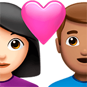 👩🏻‍❤️‍👨🏽 Emoji Casal Apaixonado - Mulher: Pele Clara, Homem: Pele Morena na Apple iOS 16.4.