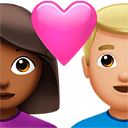 👩🏾‍❤️‍👨🏼 Emoji sich küssendes Paar - Frau: mitteldunkle Hautfarbe, Mann: mittelhelle Hautfarbe Apple iOS 16.4.