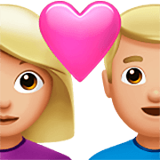 👩🏼‍❤️‍👨🏼 Emoji Liebespaar - Frau: mittelhelle Hautfarbe, Mann: mittelhelle Hautfarbe Apple iOS 16.4.