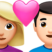 Emoji 👩🏼‍❤️‍👨🏻 Coppia Con Cuore - Donna: Carnagione Abbastanza Chiara, Uomo: Carnagione Chiara su Apple iOS 16.4.