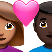 👩🏽‍❤️‍👨🏿 Emoji Casal Apaixonado - Mulher: Pele Morena, Homem: Pele Escura na Apple iOS 16.4.