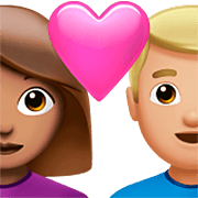👩🏽‍❤️‍👨🏼 Emoji Liebespaar - Frau: mittlere Hautfarbe, Mann: mittelhelle Hautfarbe Apple iOS 16.4.