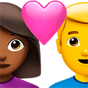 👩🏾‍❤️‍👨 Emoji Liebespaar - Frau: mitteldunkle Hautfarbe, Hombre Apple iOS 16.4.