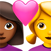 👩🏾‍❤️‍👩 Emoji Casal Apaixonado - Mulher: Pele Morena Escura, Mulher na Apple iOS 16.4.