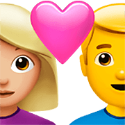 👩🏼‍❤️‍👨 Emoji sich küssendes Paar - Frau, Mann: mittelhelle Hautfarbe,mittlere Hautfarbe Apple iOS 16.4.
