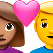 👩🏽‍❤️‍👨 Emoji Liebespaar - Frau: mittlere Hautfarbe, Hombre Apple iOS 16.4.