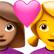 👩🏽‍❤️‍👩 Emoji Casal Apaixonado - Mulher: Pele Morena, Mulher na Apple iOS 16.4.