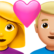 👩‍❤️‍👨🏼 Emoji Pareja Enamorada - Mujer, Hombre: Tono De Piel Claro Medio en Apple iOS 16.4.