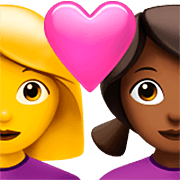 👩‍❤️‍👩🏾 Emoji Pareja Enamorada - Mujer, Mujer: Tono De Piel Oscuro Medio en Apple iOS 16.4.